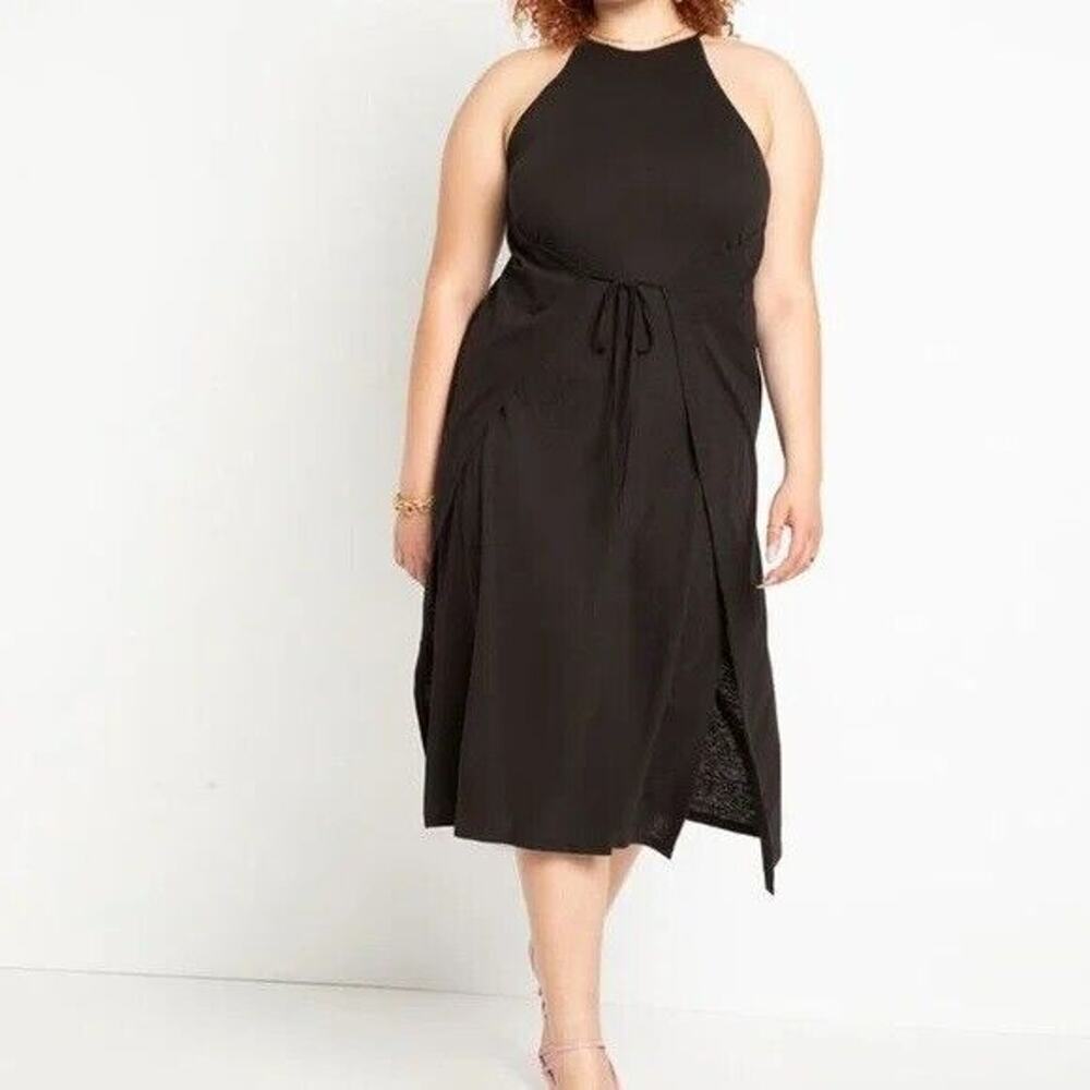 Eloquii Black Knit Wrap Skirt Midi Tank Dress 14/16 NWOT